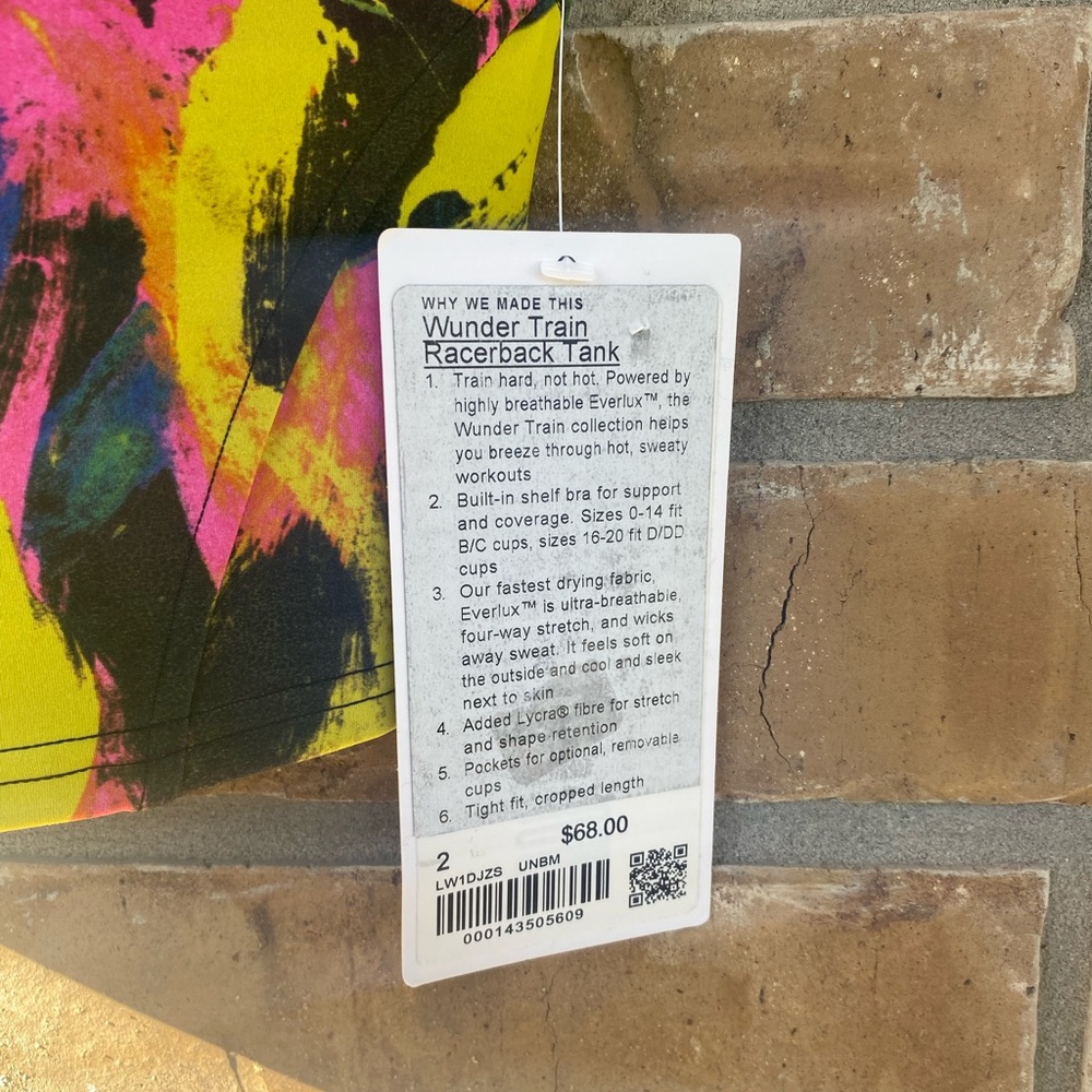 Lululemon Wunder Train Long Line Racerback Tank Top Undertone Black Multi ~ 2 - Picture 8 of 11